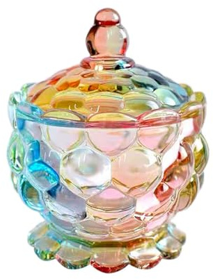 LUCKTE Royal Embossed Clear Glass Apothecary Jar with Lids, Glass Biscuit Jar Candy Jar Containers Wedding Candy Buffet Jars Crystal Jewelry Box Food Jar-6oz