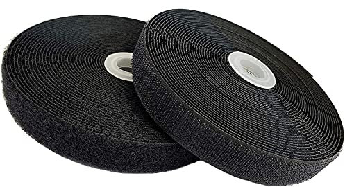 Trimming Shop YKK Sew on Hook & Loop Tape, Non-Adhesive Interlocking Tape - Heavy Duty Strips - 20mm Wide Nylon Fabric Fastening Tape for DIY Craft Projects, Home Furnishing, Black, 1 Metre