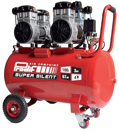 Compresseur d'atelier silencieux 100l 3cv 230v 8bar PRODIF - SIL1003