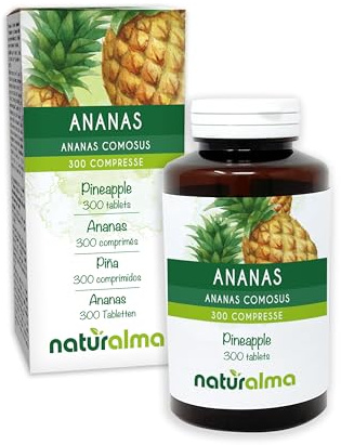 Ananas (Ananas comosus eller Ananas sativus) fruktstammar Naturalma - 150 g - 300 tabletter - Kosttillskott - Naturligt och Veganskt