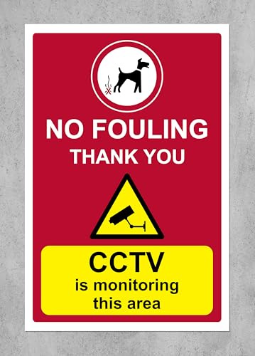 No dog fouling CCTV is monitoring this area safety sign - 1mm Plastic sign (300mm x 200mm)