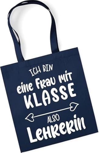 tradercat Jutebeutel bedruckt mit Spruch, Stoffbeutel bedruckt aus 100% Baumwolle - Tote Bag, Einkaufsbeutel, Einkaufstasche, Shopper und Baumwolltasche mit langen Henkeln, Frau mit Klasse