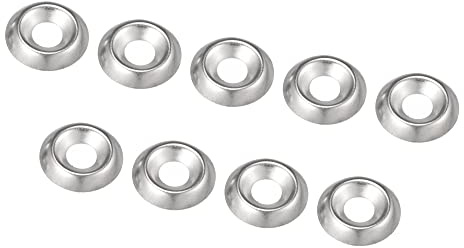 PATIKIL 100pz 4.8mm ID 304 Inox Acciaio Svasato Finitura Coppa Argento Tono | Finitura Rondella per Fissaggio, Rondella