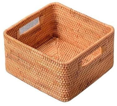 HHF Körbe Behälter Handgewebte Rattan-Bücherregal-Dekorationskörbe mit Griffen, Rattan-Aufbewahrungskörbe for Organisieren von geflochtenen Körben zur Aufbewahrung Kleidung Lagerung ( Größe : L 33x32x