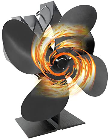 Ventilatore per Stufa a Legna,Ventilatore per Camino con 4 Pale Aggiornamento riscaldato con Termometro,Senza Elettricità Alimentato Calore Ventola, ecologico,per camino, stufa, camino, camino