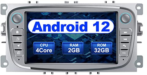 AWESAFE Android Autoradio für Ford Focus Mondeo S-Max C-Max Galaxy, Android 12 Radio mit Navi Carplay Android Auto unterstützt Lenkrad Bedienung Bluetooth Mirrorlink FM AM RDS - Silber