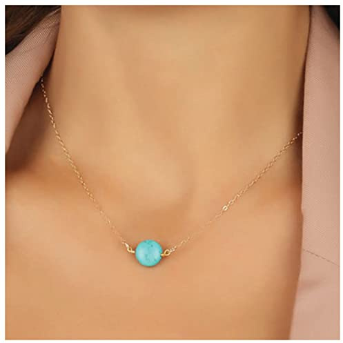 Cimenexe Bohemian Türkis Blau Choker Halskette Türkis Anhänger Halskette Blaue Perlen Halskette Naturstein Halskette Kette Schmuck Für Frauen Und Mädchen