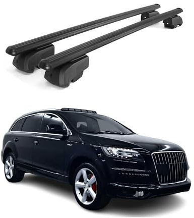 OMAC Aluminium Dachträger Querträger für Audi Q7 4L 2006-2015 – City Crash – ISO/PAS 11154:2006 – Abschließbar – Max. 75 kg – 2 Stangen Schwarz
