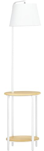 HOMCOM Stehlampe mit Regal mit E27 Fassung für Wohnzimmer Schlafzimmer | Stehleuchte, Standleuchte, exkl. Glühbirne