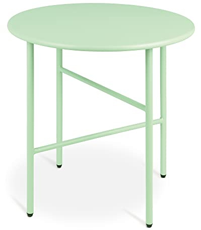 bomoe Beistelltisch Outdoor Gartentisch Rund Tischplatte Kratzfest Balkon | Ø44cm Mint leicht In- & Tisch Terrasse Nachttisch Bett Schlafzimmer Stabiler Wohnzimmer Couchtisch Metalltisch klein Finn