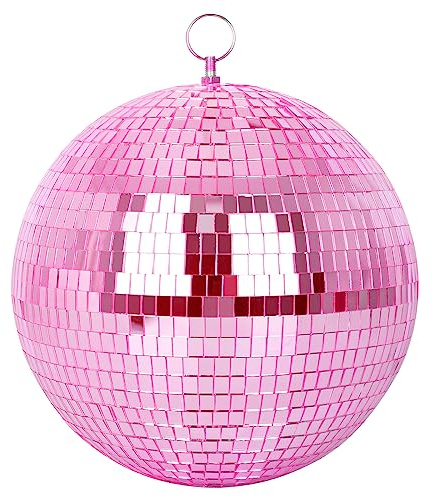 Mirror Ball, MUZTOP 10 Inch Disco Ball with Hanging Ring, Light Mirror Ball for Disco Parties DJ Stage Wedding Christmas Home Decor, Pink