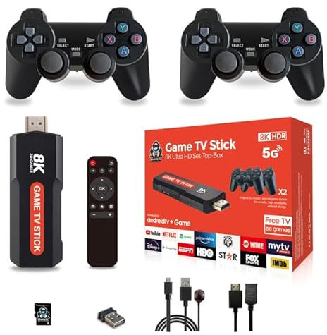 Q9 Game Stick 8K Dual System Android TV Box y juego con controlador inalámbrico 64G TV Stick 10000+ juegos