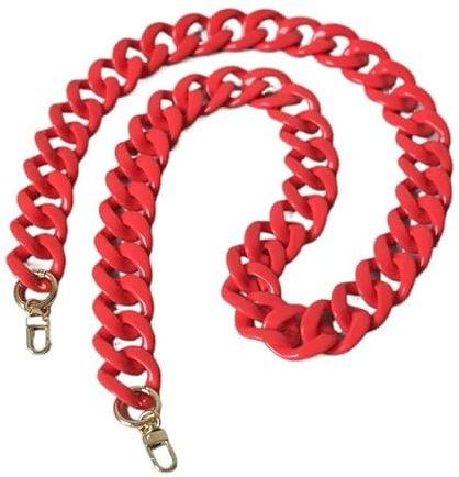 RaamKa Taschenkette Mode Frau Tasche Zubehör Abnehmbare Teile Ersatzkette Weiß Grün Rot Luxus Strap Frauen Acryl Schulterketten Kette FüR Tasche (Color : Red 120)