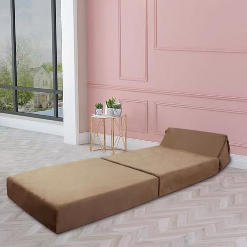 Panana Adult Sofa Futon Z Bed,Jumbo Cord Soft Velvet Premium Material Single Fold Out Mattress Sleepover Chair Living Room Bedroom Toddler Furniture,Brown