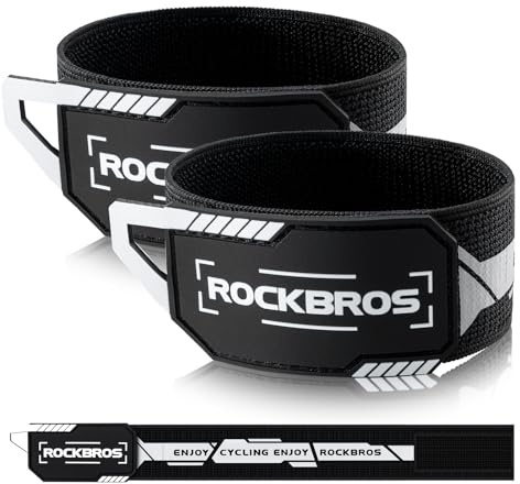 ROCKBROS Hosenband Hosenschutz Reflektorband Fahrrad Reflektierendes Selbstklebendes Schutzband Hosen 34-50 cm Damen & Herren für Radfahren Jogging Laufen Wandern Fitness