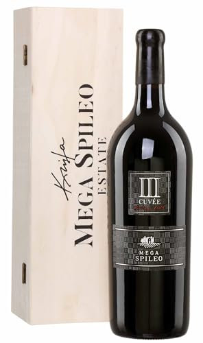 Domain Mega Spileo Cuvée III rot trocken 1,5l Magnum-Flasche + Holzbox | Griechischer Rotwein