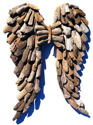 SEESTERN Treibholz Deko Engel Flügel (30 cm) Motiv Wanddeko Driftwood Holzdeko /FBA_2342_30cm