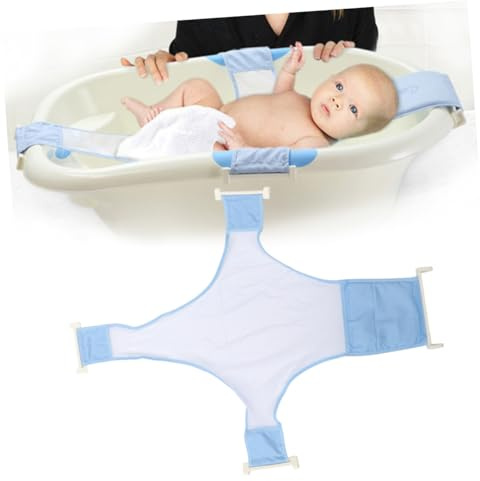 Beatifufu Stütznetz Verstellbar Blau Babybadewannensitz aus Pp und Stoff zur Sicheren Badewannenunterstützung Rutschfestes Flexibles Netz Geeignet für Neugeborene und Säuglinge