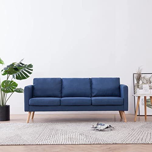 Willood 3-Sitzer-Sofa Stoff Polstersofa Lounge Couch Holz Design Sitzmöbel Loungesofa Stoffsofa Sitzmöbel Wohnzimmer Blau