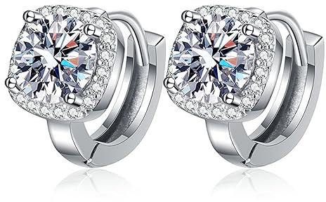 MYVVKIA Creolen für Damen, Sterlingsilber, Diamantohrringe, Damenohrringe für Herren