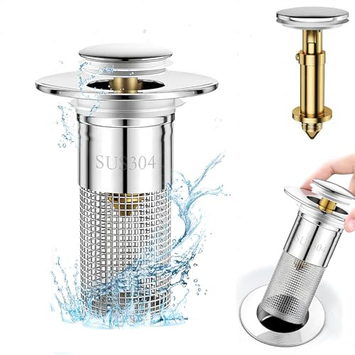 WaschbeckenstöPsel für 34-40mm,Universal Pop Up Abflusssieb Ablaufgarnitur Stöpsel Waschbecken,Abflussstopfen Waschbecken mit Haarsieb,Abflussstopfen füR Aufsatzwaschbecken (1)