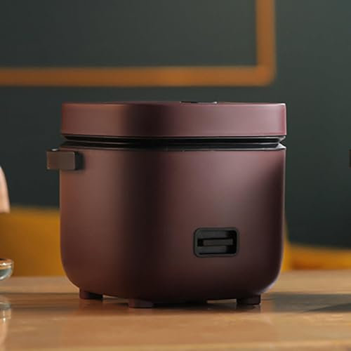 PanHuiWen Japanese Rice Cooker Small 1 Person, Small Rice Cooker And Steamer Electric Multi-Cookers 1.2 Litre, Includes Steamer And Spatula,Brown