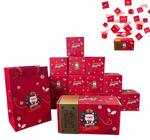 Herfair Explosionsbox Weihnachten Überraschungsbox Geschenkbox Weihnachten Pop Up Karte DIY Bargeld Hüpfboxen Lustiges Basteln Geschenk (Rot,18)