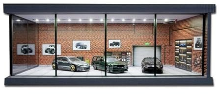 Modèle de garage diorama 1/64 avec éclairage LED ville voiture showroom modèle de stockage de stationnement, pour échelle 1/64 modèle de diorama de voiture, scène modèle d'affichage modèle de