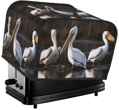 Three Pelicans Toaster-Abdeckung, 4 Scheiben, Küche, kleine Geräte, Abdeckungen mit Taschen, Toaster, Staubschutz mit Griff oben, waschbar, Universal-Brotbackmaschinen-Abdeckung für Küche
