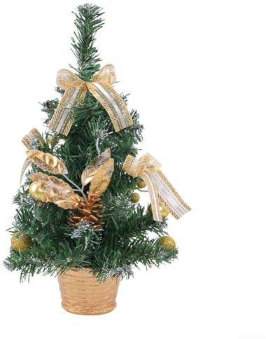 Künstlicher Mini-Weihnachtsbaum-Topf-Dekoration für saisonale Freude zu Hause oder im Büro (Gold)