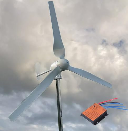 KX-ENERGIE 1000W 12V 24V 48V Horizontaler Windgenerator 3 Phase AC Windturbine mit 3 Flügeln Windkraftanlage Permanentmagnet Generator Geräuscharm Heimgebrauch Windräder mit MPPT Laderegler