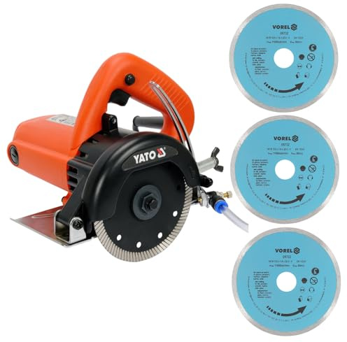 Générique - SCIE CIRCULAIRE A EAU ET SEC 125 mm COUPE CARRELAGE CERAMIQUE 1400 W + 3 DISQUES