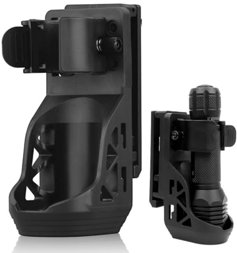 SQLJYU 360-Grad-Drehung Taschenlampen Holster für Gürtel, Taktische Taschenlampe Hülle mit Hebel-Seitenschlosssystem - Praktisches PVC Tasche für Taschenlampen mit 22-32 mm Durchmesser