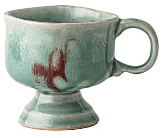 FAJNUZI2024 Tazze Set di 1 Tazza da caffè con Piedini Alti Smaltata e Effetto Ghiaccio incrinato, con Una capacità di 8,12 Once, Tazza da caffè in Ceramica Sfumata for caffetterie Tazzine caffè