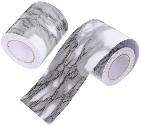 iplusmile 2 Rollen Sockelleisten-Aufkleber trimmen Streifen Planke biegen Vinyl Marmorplatte abziehen und aufkleben Zierleiste für Wandsockel Spritzguss-Aufkleber PVC Weiß