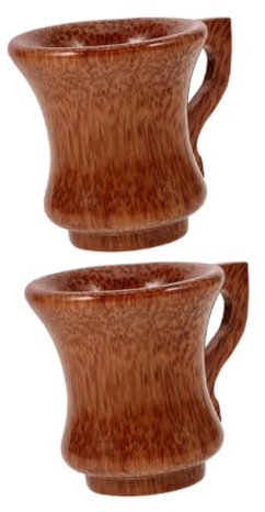 Alipis 2piezas Copas De Vino De Madera Natural Con Asa De Copa Cáliz Redonda De Madera De Para Té Camping y Café Tazas Multifuncionales Saludables Sin Químicos