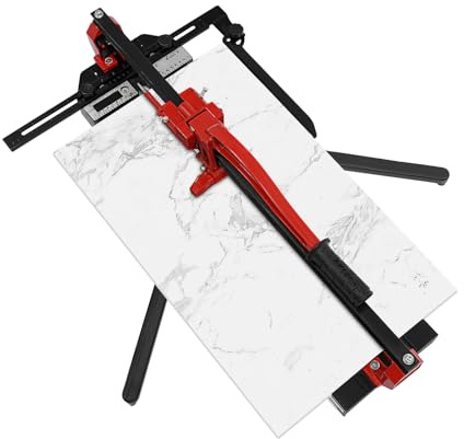 Macchina tagliapiastrelle manuale robusta da 120 cm in lega di alluminio con funzione a infrarossi, tagliapiastrelle di precisione per taglio preciso di spessore 4-15 mm (Rosso, 60 cm)
