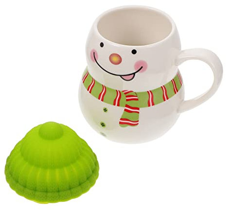 GRIRIW Weihnachtliche Schneemann Keramiktassen Mit Deckel 350ml Cartoon Kaffeebecher Für Tee Kaffee Milch Weihnachtsdekoration Und Geschenk