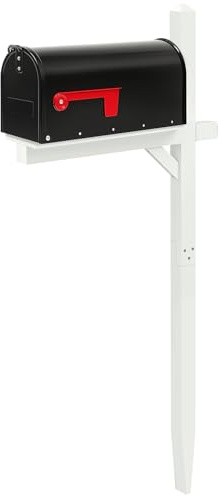 Colingmill White Wooden Mailbox with Post for Outside White Mailbox Post Classic Style