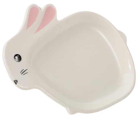 Garneck Ceramic Bunny Rabbit Plate Cute Serving Dish Smooth Surface Snack Tray for Salad Dessert Dinner Kitchen Tableware