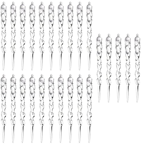 Christmas Tree Icicles Decorations Acrylic Clear Ornaments Tree Hanging Supplies 24PCS, acrylic christmas decorations