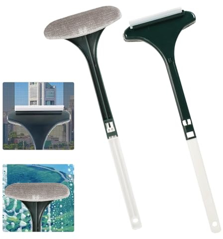 2-in-1 Reinigungsbürste Für Fliegengitters, 2 STK Fensterreiniger Bürste Professionelles Werkzeug zur Reinigung von Fensterreiniger Bildschirm Reinigungsbürste Mit Griff, Trocken und Nass