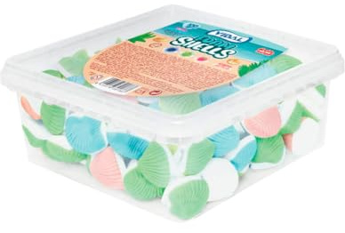 Vidal Golosinas – Almejas Rellenas Bandeja 750 g | Golosinas con forma de concha rellenas sabores fresa, manzana y frambuesa | Sin gluten | Doble textura Foam Shell