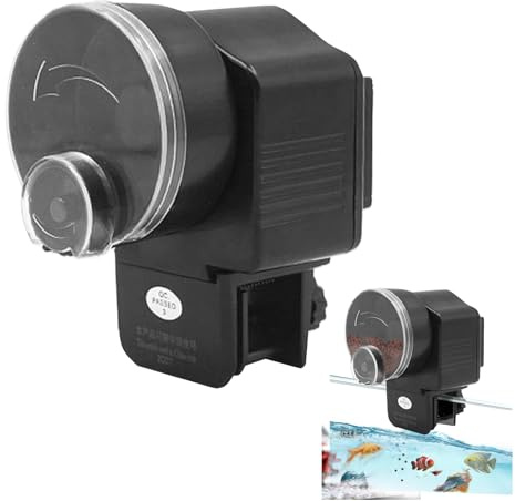 Futterautomat für Aquarium, 60ml Automatischer Fischfutterautomat mit Timer, Einstellbar Fische Fischfutterspender für Pellets & Streifen, für Aquarien Glasdicke von weniger als 3,5 cm