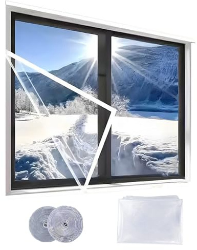 Zahoken Película Aislante Para Ventanas - Impermeable Al Viento Térmico Reutilizable - Película Aislante Para Clima Frío Invernal - Para Interior Exterior Hogar Autocaravana Sótano Sala De Estar