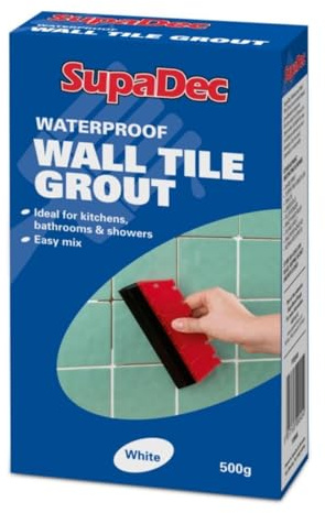 SupaDec Waterproof Wall Tile Grout – 500g | Cement-Based Powder Grout for Kitchens – Bathrooms & Showers | Easy-Mix Formula | For Joints Up to 3mm | Suitable for Interior & Exterior Use