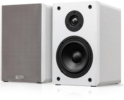 Pyle Bookshelf Speakers Passive Hi-Fi – 13cm Stereo Speakers, 200W Max Power, RCA Input, Paper Cone Woofer, Soft Dome Tweeter, For Turntables, Vinyl, DJ & Home Audio, WhiteF