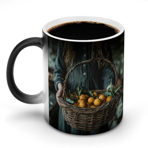 Coffee Mug,The Fruit Gatherer's Hands Large & Sturdy Ceramic Mug with A Secure Grip, The Pattern Is Clearly Visible When Holding A Hot Drink Built for Your Daily Routine And Dishwasher Safe for Easy C