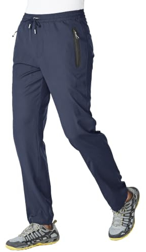 YSENTO Mens Lightweight Walking Hiking Outdoor Trousers | Quick Dry Casual Running Sports Gym Zip Pockets Trousers Joggers