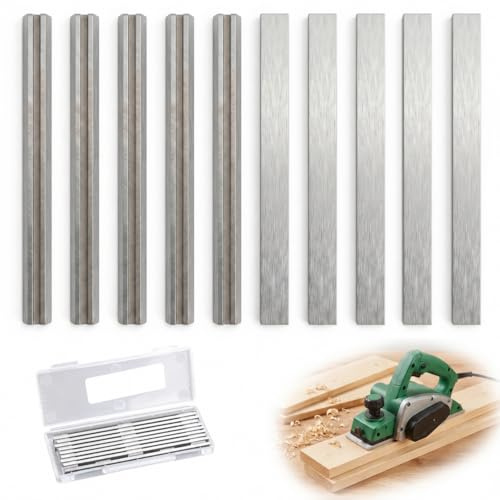 10Pack Reversible Electric Planer Blades 82mm with Double Cutting Edges | Precision Ground HSS Carbide Planer Replacement Blade for Makita, DeWalt, Bosch Hitachi and DIY Woodworking